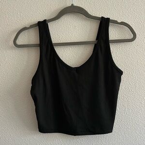 Black Cropped V-Neck Tank